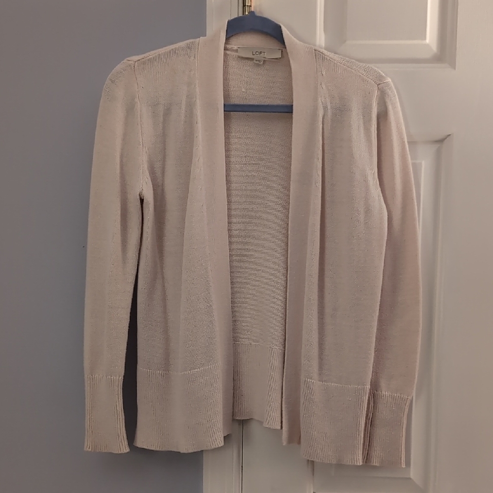 LOFT Light Beige Open Front Cardigan